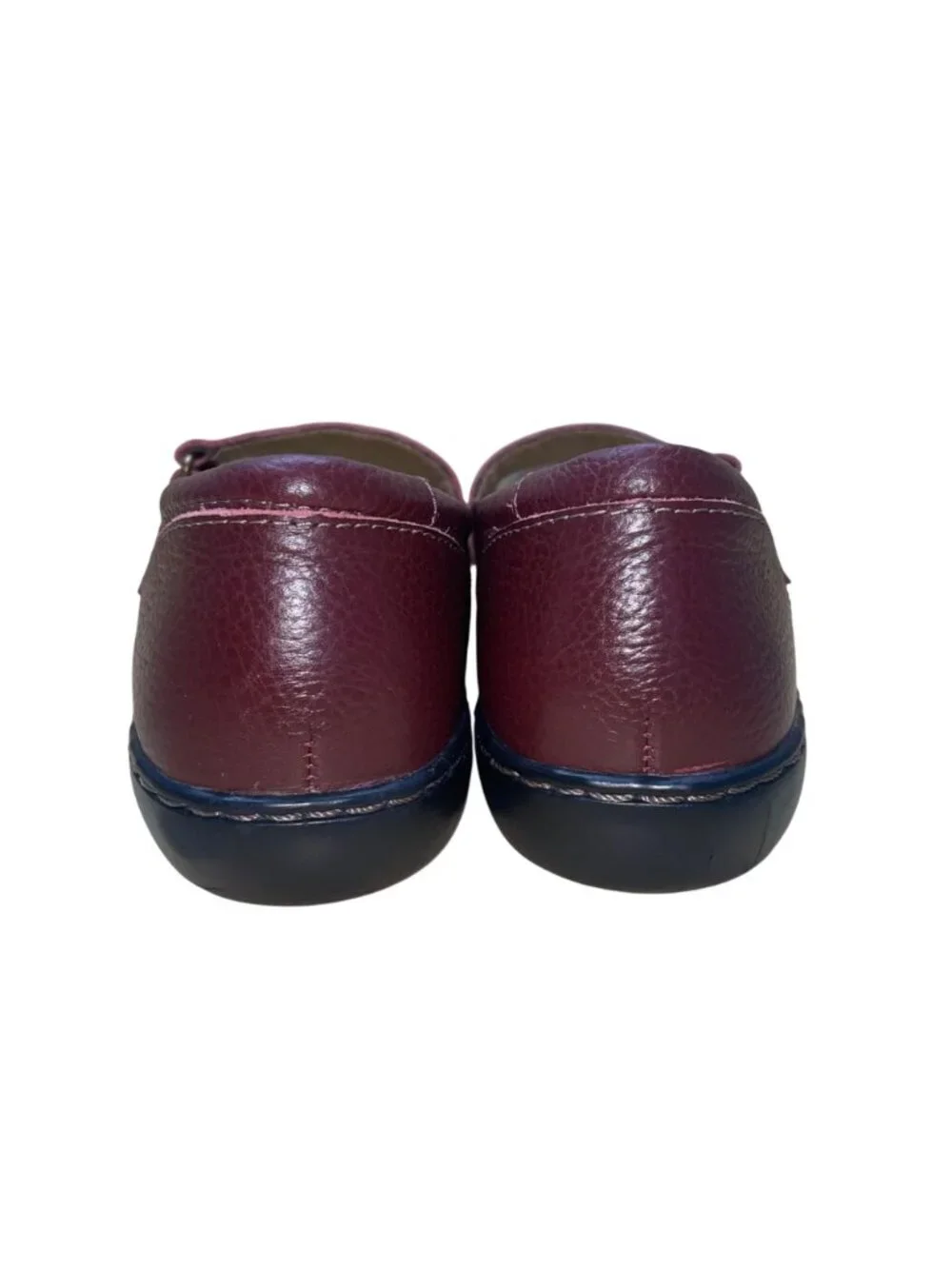 Clarks Womens Burgundy Leather Comfortable Casual  Mary Jane Shoes Size 9.5W